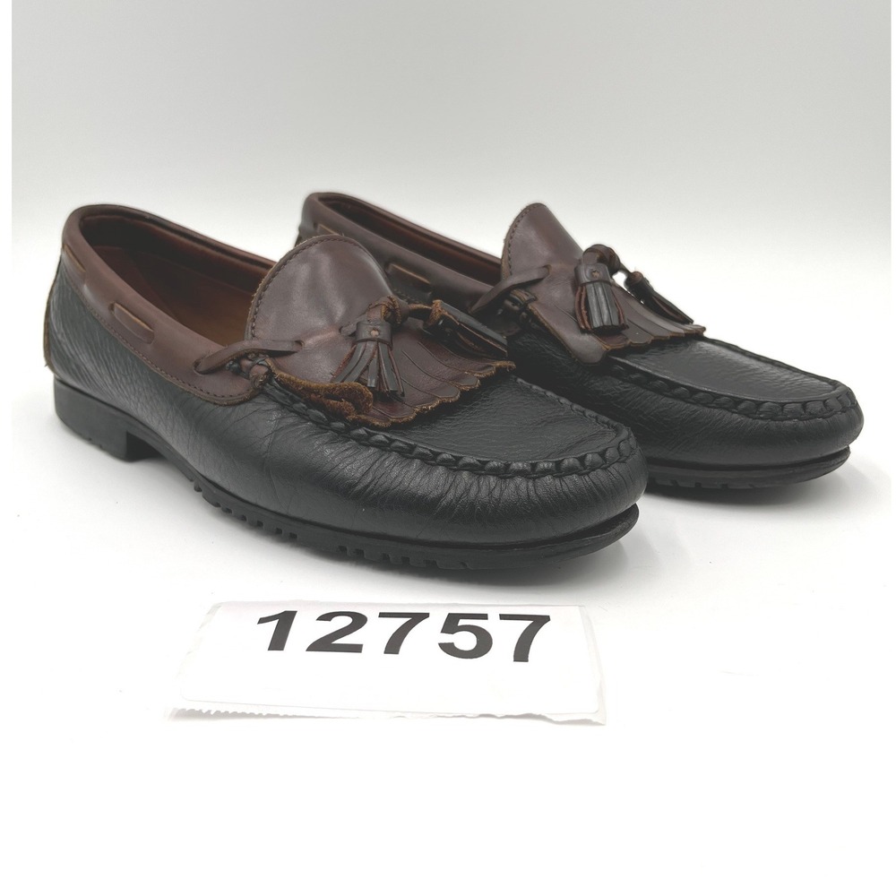 Allen Edmonds Loafers Mens 9.5 Black Brown Excellent Kiltie Tassel USA Leather